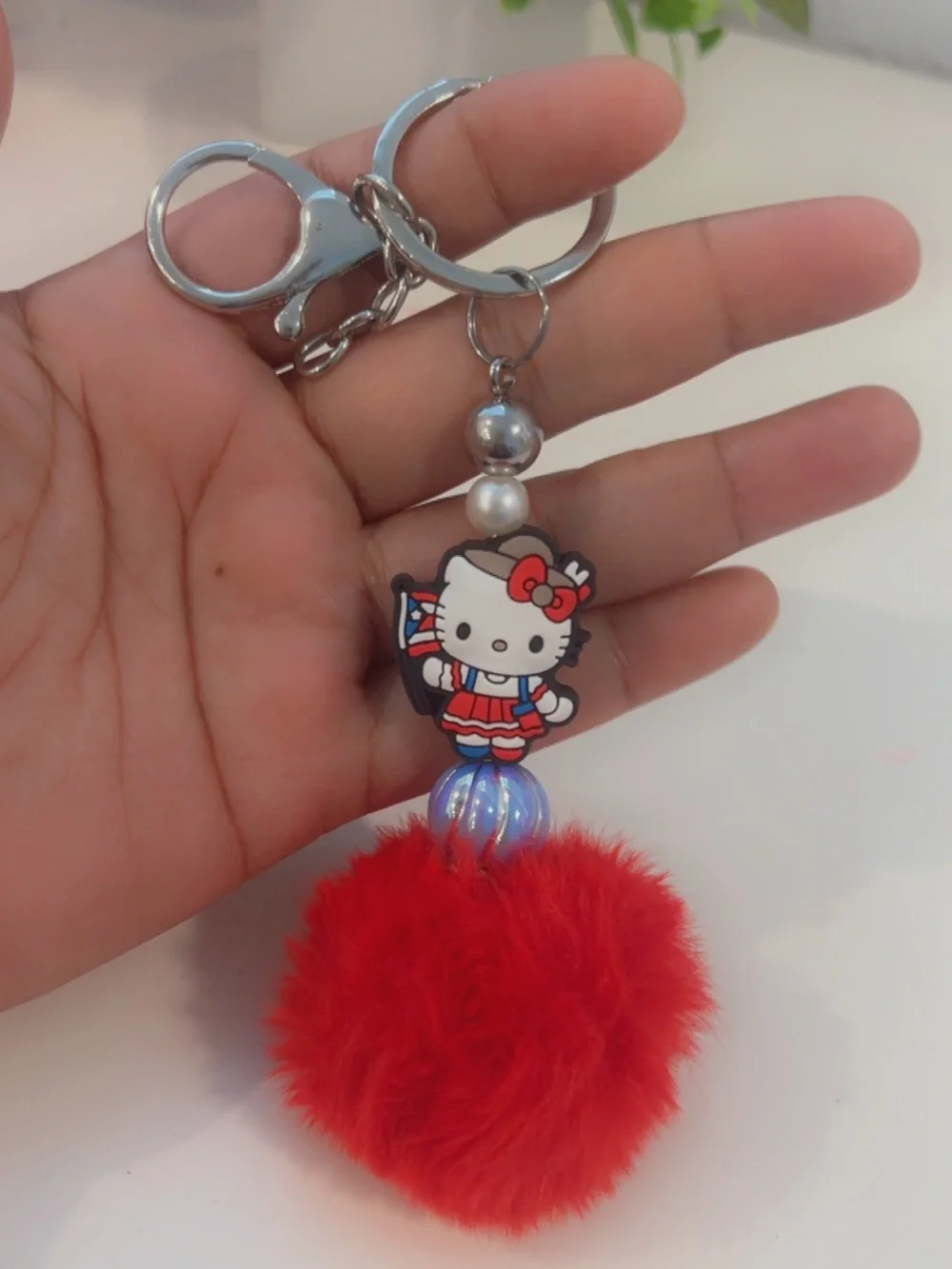 Hello Kitty Red Pom-Pom Keychain Bag Charm